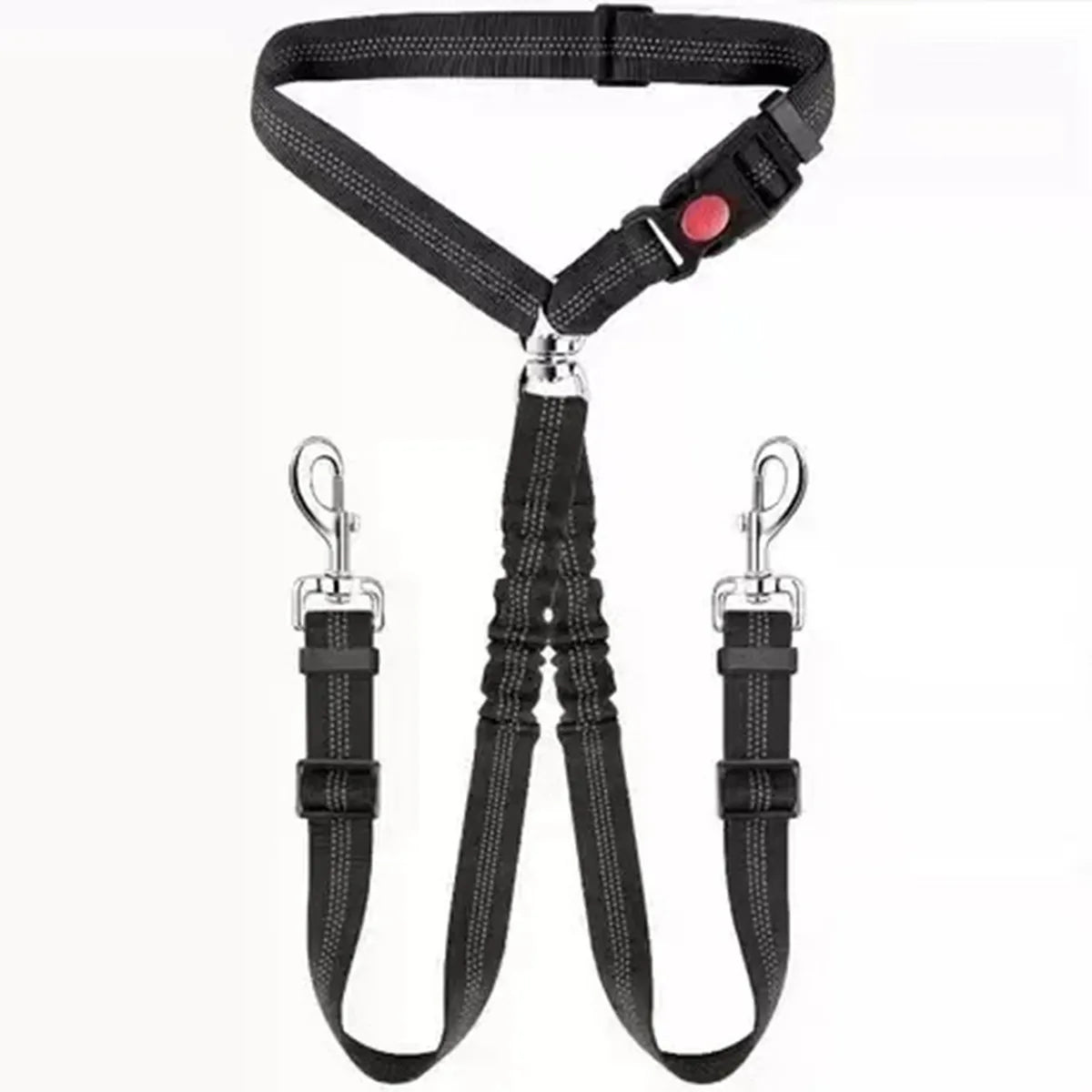 Ceinture de sécurité double pour chiens – Fixation appuie-tête voiture, anti-enchevêtrement, élastique et réglable